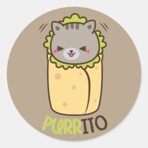Sticker Rond Purrito Kitty Cat Burrito