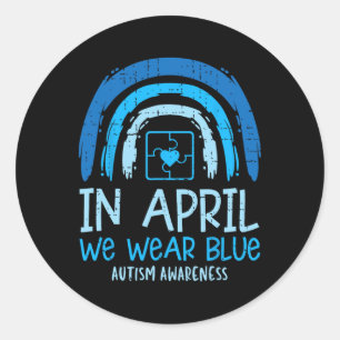 Sticker Rond Puzzle Arc En Avril Nous Portons Blue Autism Award