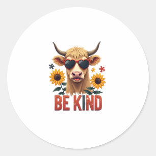 Sticker Rond Puzzle Autisme Vintage Vache Highland Soyez Gentil