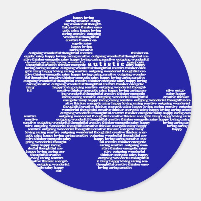 Sticker Rond Puzzle bleu Autisme Peice (Devant)