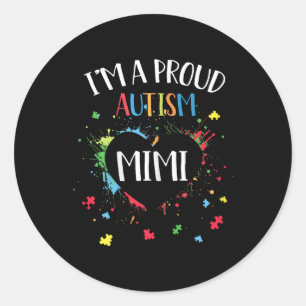 Sticker Rond Puzzle Coeur Je suis un fier Autisme Mimi Autisme 