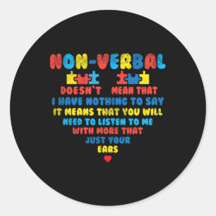 Sticker Rond Puzzle de coeur non verbalement Écouter Sensibilis