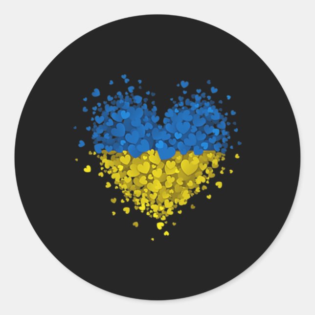 Sticker Rond Puzzle de coeur Ukraine Amour Ukraine drapeau ukra (Devant)