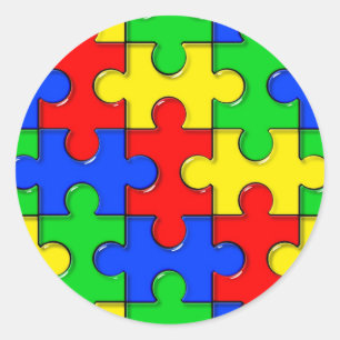 Sticker Rond Puzzle de l'autisme