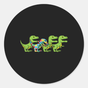 Sticker Rond Puzzle Dinosaures T-Rex Dino Sensibilisation Autis