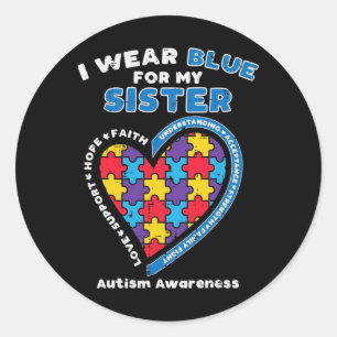 Sticker Rond Puzzle Porte Bleu Pour Ma Soeur Sensibilisation su