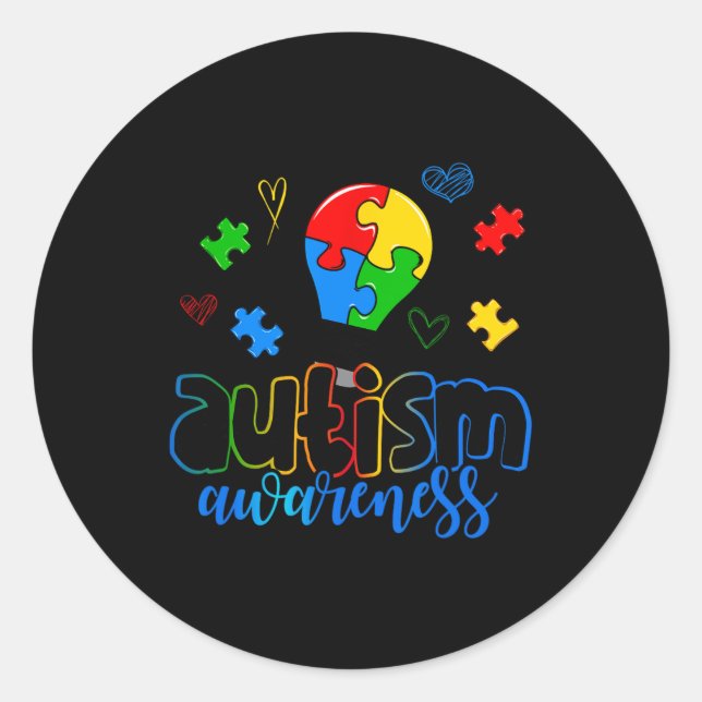Sticker Rond Puzzle sensibilisation sur l'autisme (Devant)
