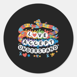 Sticker Rond Puzzle Sensibilisation sur l'autisme Amitié Bracel