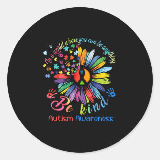 Sticker Rond Puzzle Sunflower Be Kind Autism Awareness Support