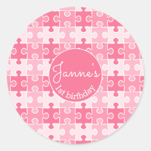 Sticker Rond Puzzles roses doux