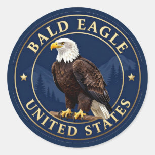 Sticker Rond 🦅 Pygargue à tête blanche Faune des États-Unis