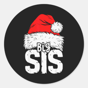 Sticker Rond Pyjama de Noël de grande sœur Santa pour famille a