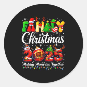 Sticker Rond Pyjama drôle d'ensemble familial assorti de Noël 2