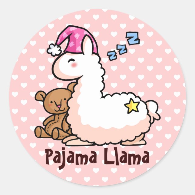 Sticker Rond Pyjama Llama (Devant)