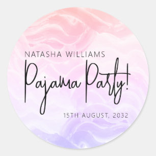 Sticker Rond Pyjama Party Coloré Pastel Élégant