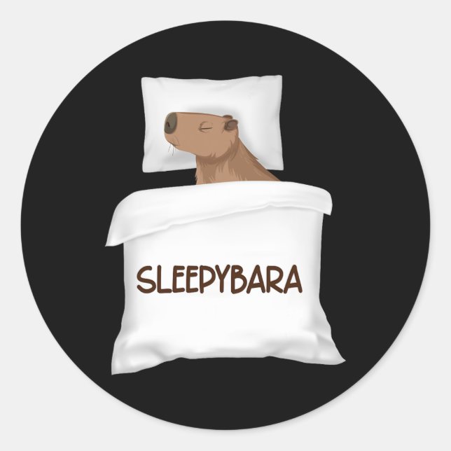 Sticker Rond Pyjamas de nuit de Capybara Officielle Dormir Slee (Devant)