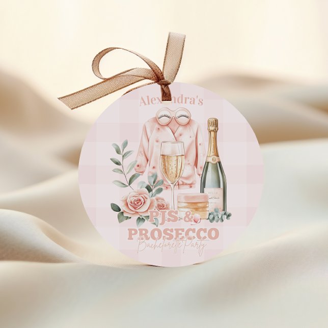 Sticker Rond Pyjamas et Prosecco Enterrement de Vie de Jeune Fi (Créateur téléchargé)