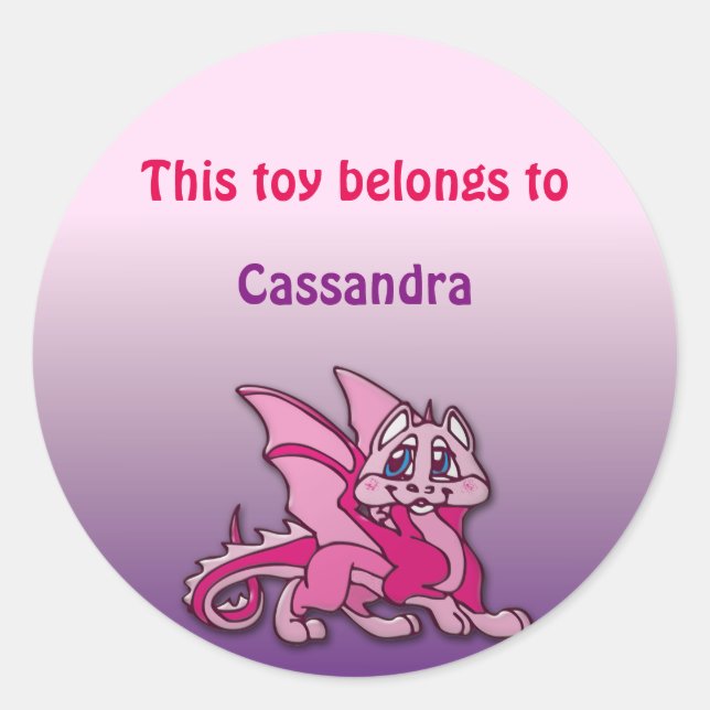 Sticker Rond Pynky le dragon (Devant)