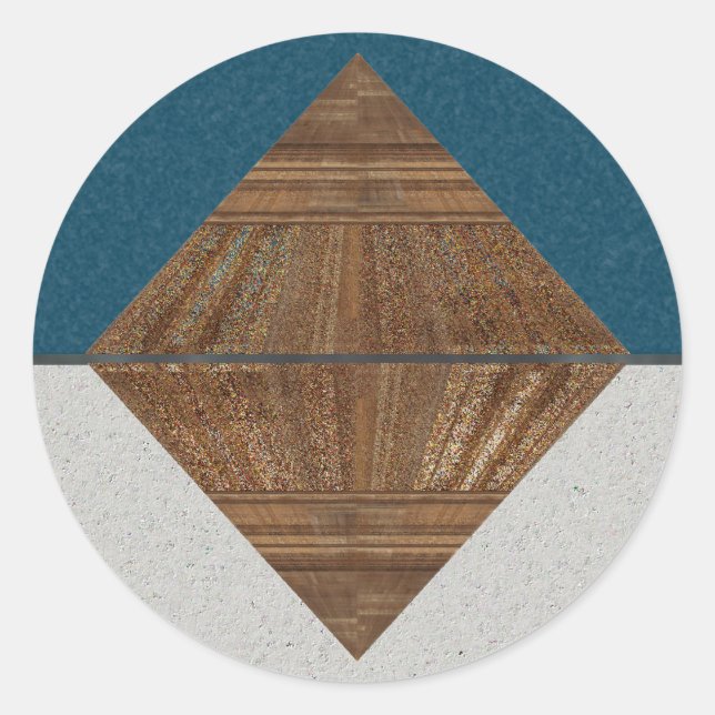Sticker Rond Pyramide dorée Topaz égyptienne Art Abstrait (Devant)