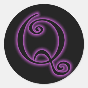 Sticker Rond Q Monogramme Neon pourpre