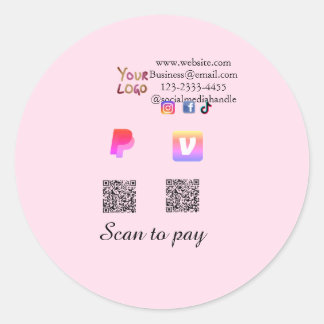 Sticker Rond Q R code PayPal venmo scan pay add social media de