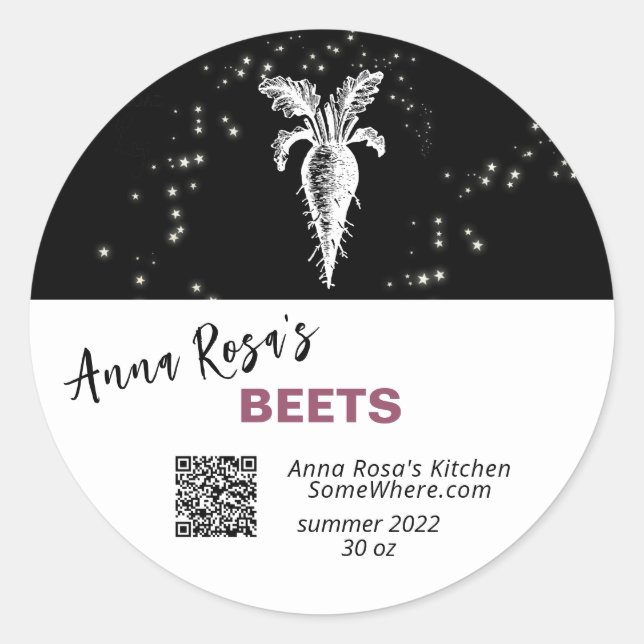 STICKER ROND ~* QR AP30 BEETS DÉSHYDRATED CANNING - FREEZE (Devant)