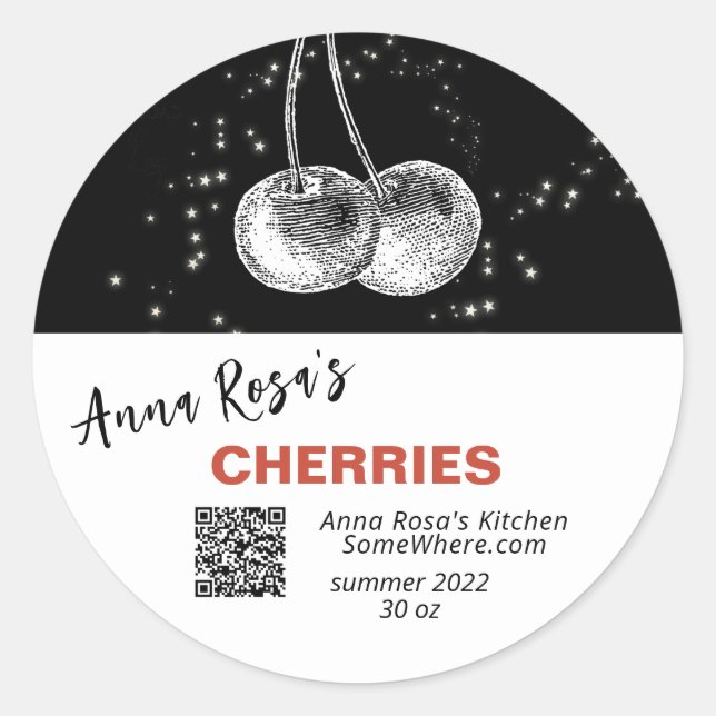 STICKER ROND ~* QR AP30 CHERRY + DÉSHYDRATED CANNING FREEZE (Devant)