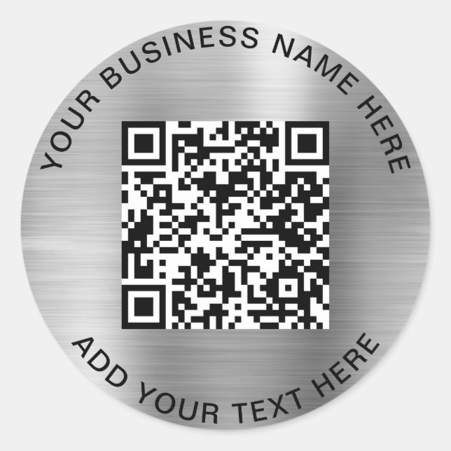 Sticker Rond QR Code or Logo Promotional Silver Classic Round S (Devant)