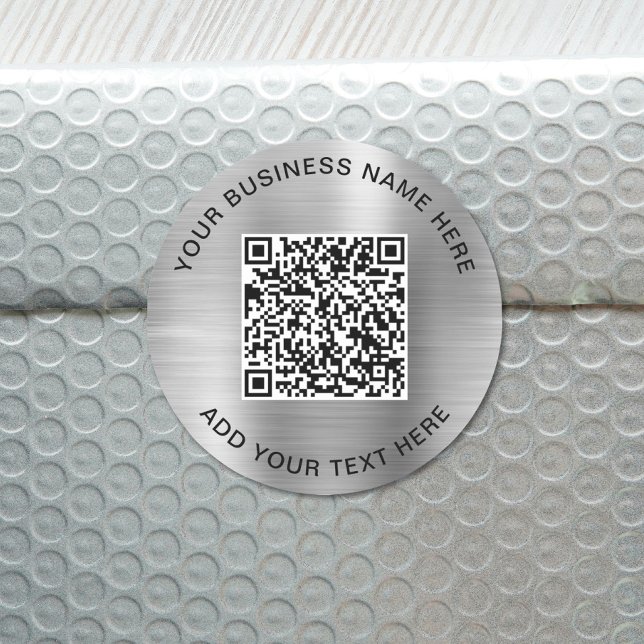 Sticker Rond QR Code or Logo Promotional Silver Classic Round S (QR Code or Logo Promotional Silver Classic Round Sticker)