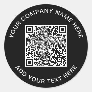 Sticker Rond QR Code promotionnel noir
