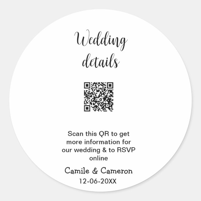 Sticker Rond QR MARIAGE WEBSITE ajouter la date de photoname no (Devant)