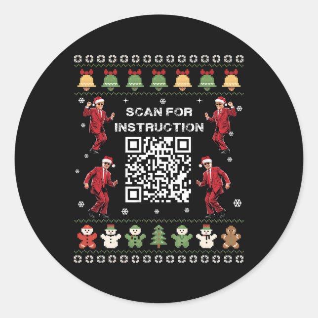 Sticker Rond Qr Trump Dance Code Président Analyse De L'Instruc (Devant)