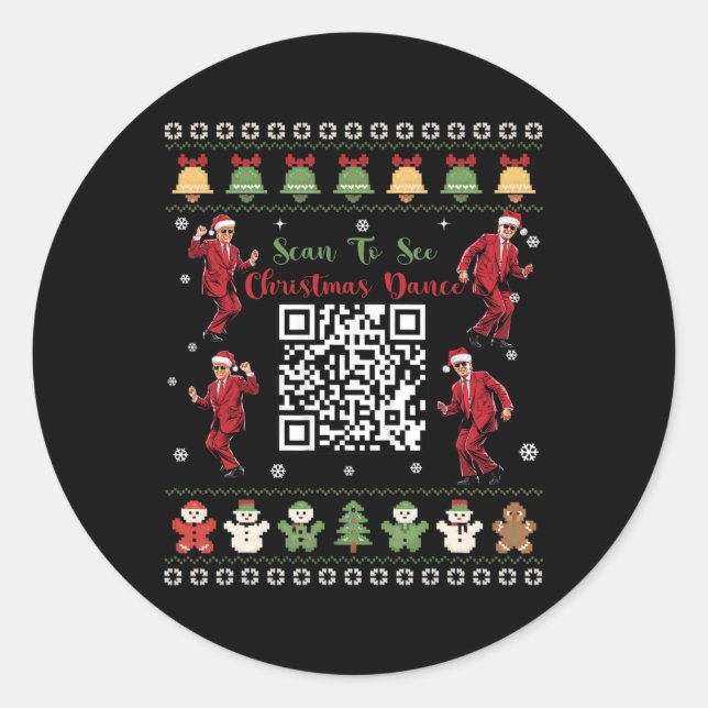Sticker Rond Qr Trump Dance Code Président Dance Code Noël (Devant)