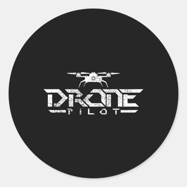 Sticker Rond Quadcopter cadeau drone (Devant)