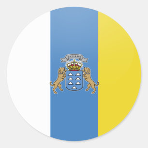 Sticker Rond Qualité Îles Canaries Cercle Drapeau