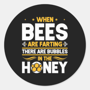 Sticker Rond Quand les abeilles sont en train de pailler