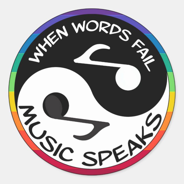 Sticker Rond Quand les mots échouent - La musique parle (Devant)