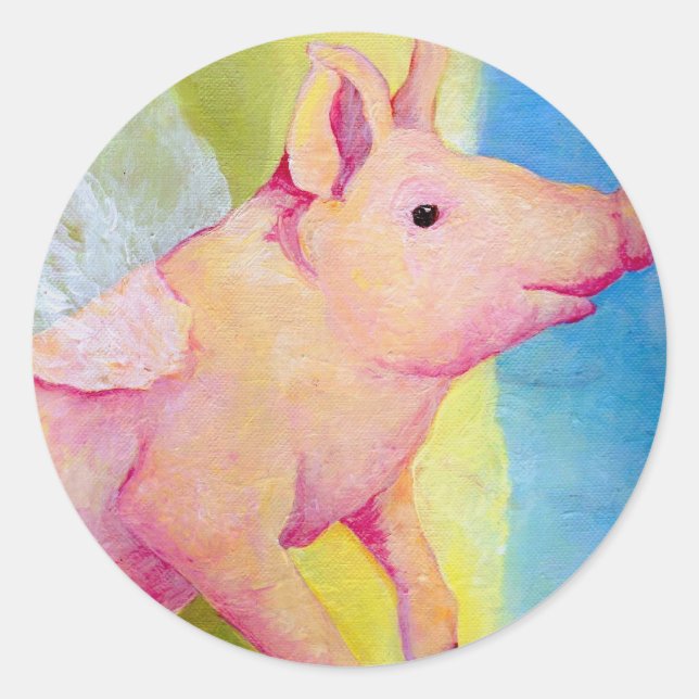 Sticker Rond Quand les porcs volent (Devant)