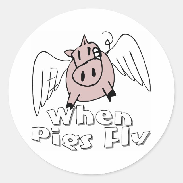 Sticker Rond Quand les porcs volent (Devant)