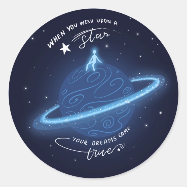 Sticker Rond Quand vous souhaitez sur une étoile (Devant)