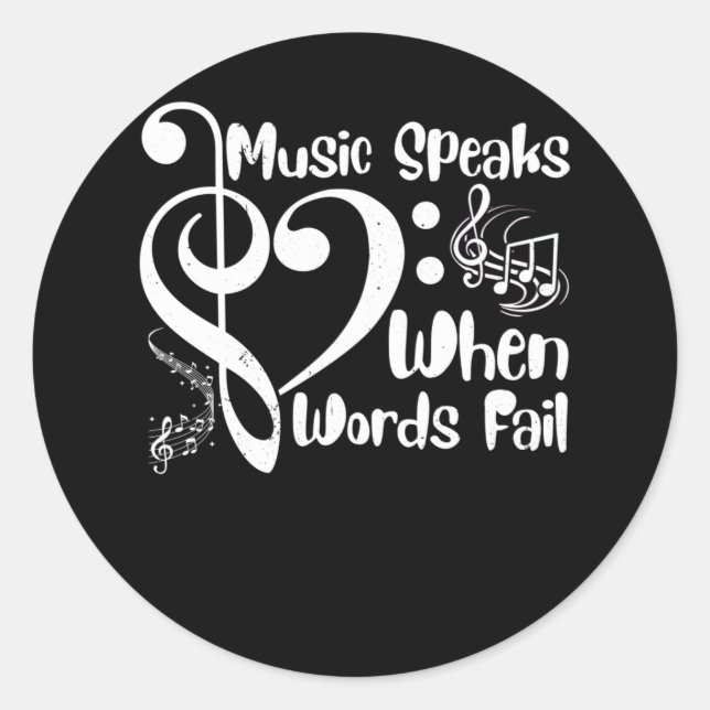 Sticker Rond Quand Word Fail Musique Parle Symbole Notes Musica (Devant)