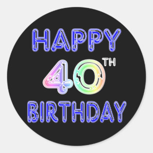 Sticker Rond quarantième Anniversaire avec la police de ballon