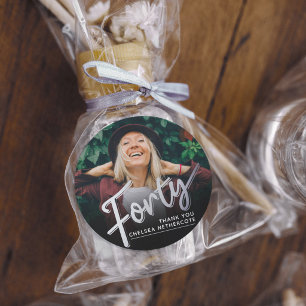 Sticker Rond Quarantième Anniversaire Personnalisé Photo Quaran