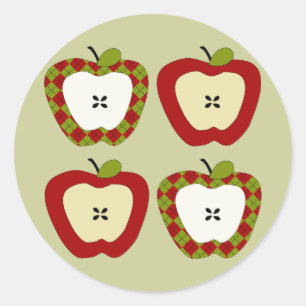 Sticker Rond Quartet d'Apple de plaid