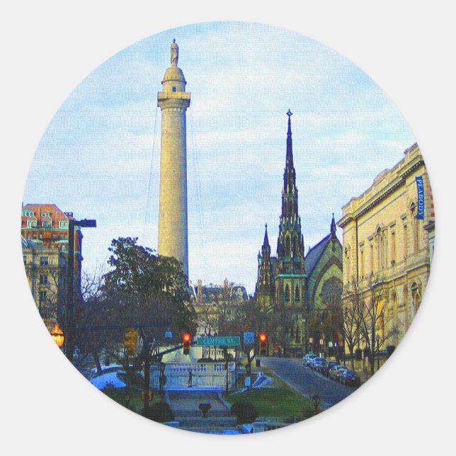 Sticker Rond Quartier historique du Monument de Washington (Devant)