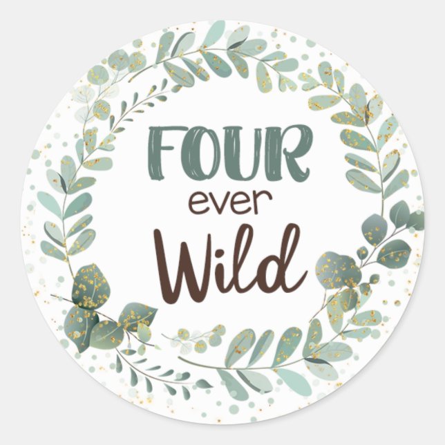 Sticker Rond Quatre Animaux Forestiers Sauvages (Devant)