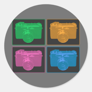 Sticker Rond Quatre appareils photo Pop Art