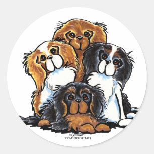 Sticker Rond Quatre Cavalier King Charles Spaniels