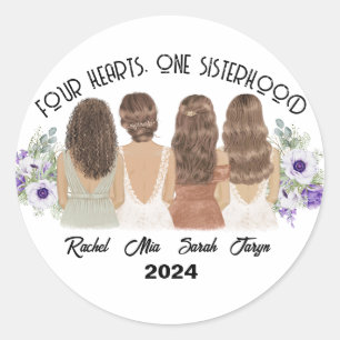 STICKER ROND QUATRE COEURS, UNE SOEUR