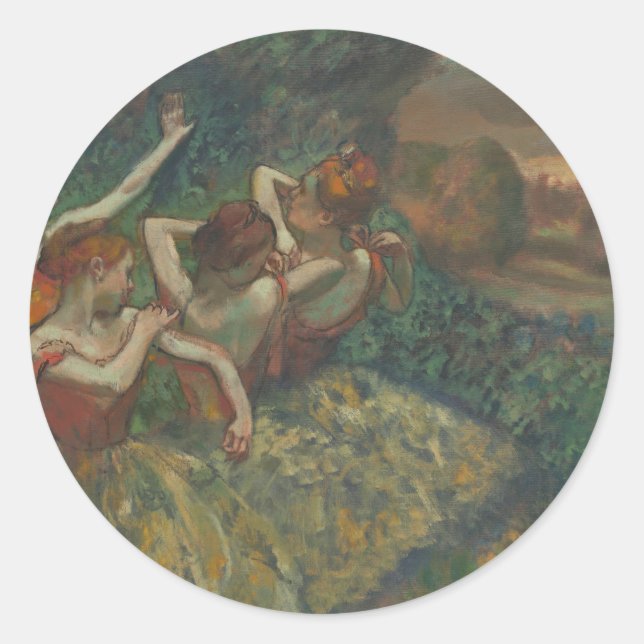 Sticker Rond Quatre Danseuses d'Edgar Degas, Ballet Fine Art (Devant)